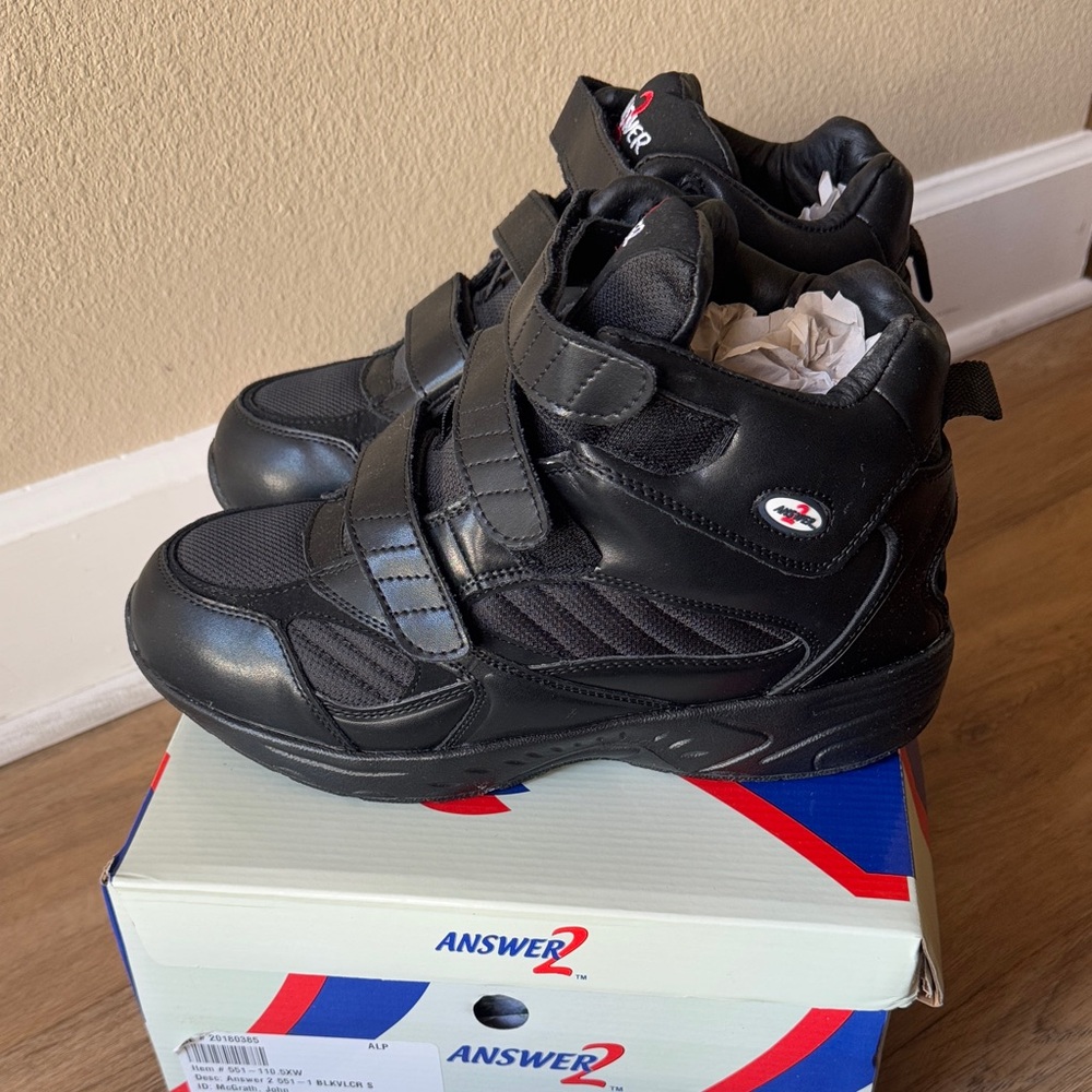 Answer 2 New Men’s Black High Top Sneakers - Picture 4 of 8